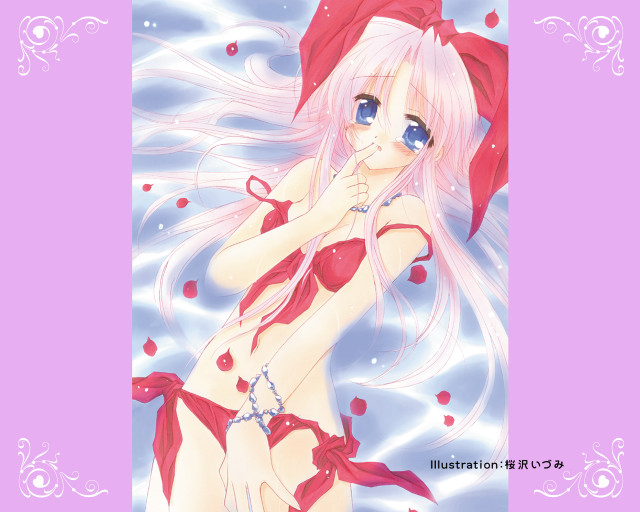 Girl bikini red hat anime free wallpaper - medium preview image