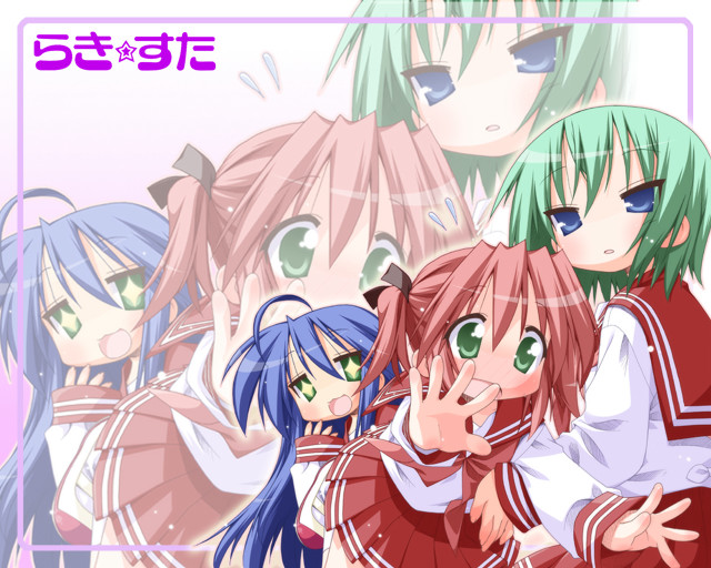 Anime girls green eyes school free wallpaper - medium preview image