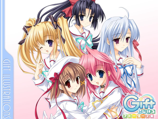 Anime girls white hair pink free wallpaper - medium preview image