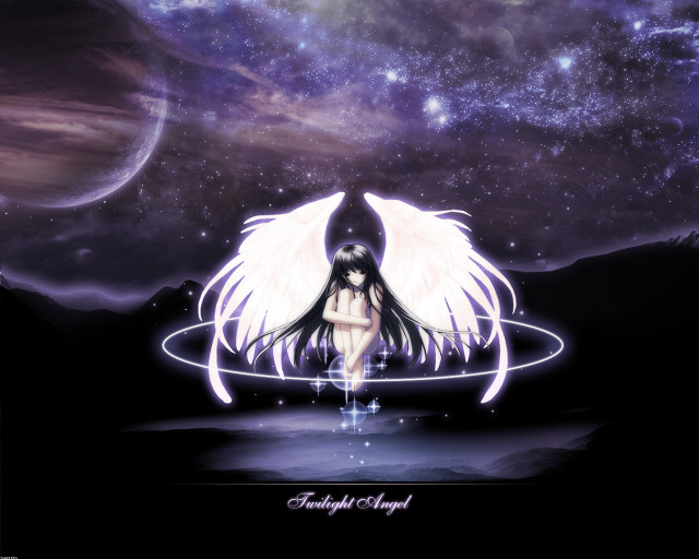Angelic wings sky moon stars free wallpaper - medium preview image
