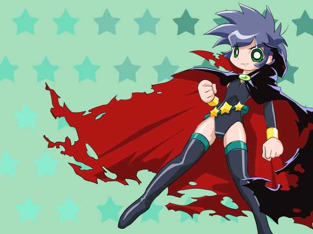 Superhero star girl green background free wallpaper - medium preview image