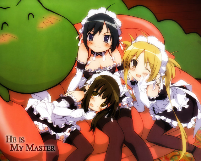 Anime girls couch green monster free wallpaper - medium preview image