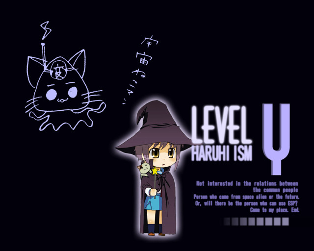 Cartoon girl hat cat black free wallpaper - medium preview image