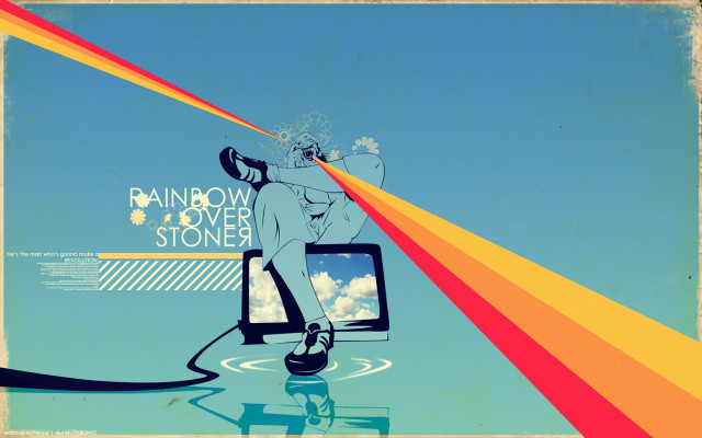 Rainbow psychedelic woman profile cloud free wallpaper - medium preview image
