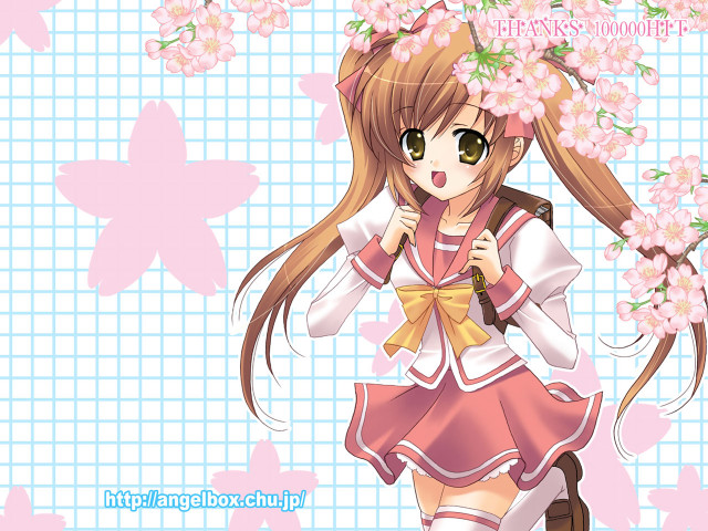 Girl pink umbrella flower anime free wallpaper - medium preview image