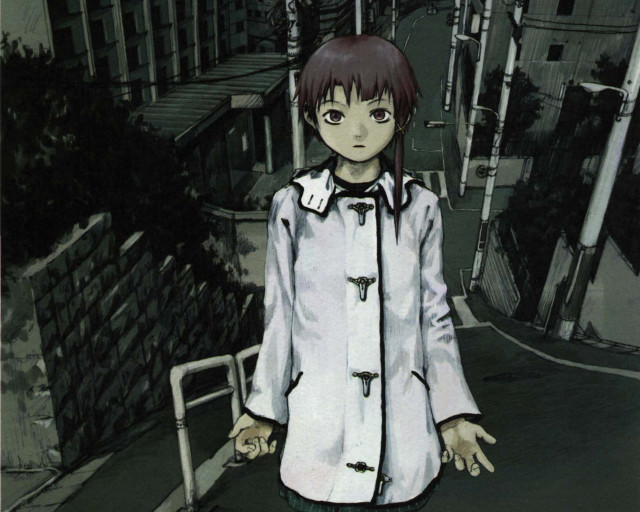 Girl white coat street corner free wallpaper - medium preview image