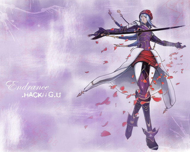 Woman sword purple hearts leaves free wallpaper - medium preview image