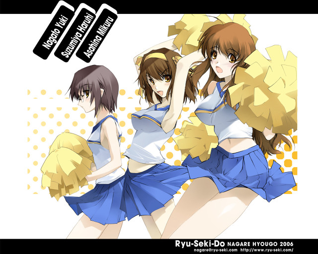 Cheerleader animegirls bluewhite pompoms yk free wallpaper - medium preview image