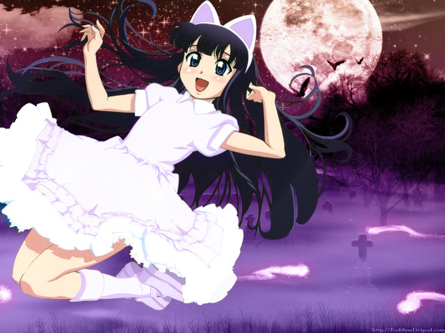 Gothic anime woman fullmoon catears free wallpaper - medium preview image
