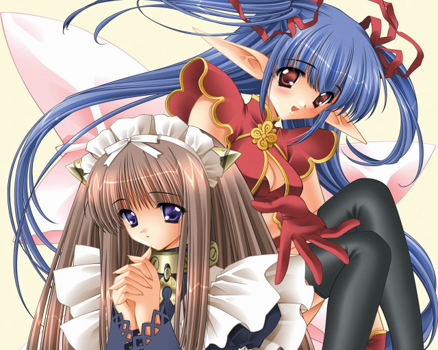 Anime girls blue brown eyes free wallpaper for desktop - medium preview image