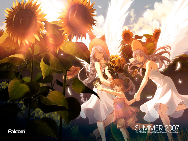 Sunflower field girls wings fireworks free wallpaper - medium preview image