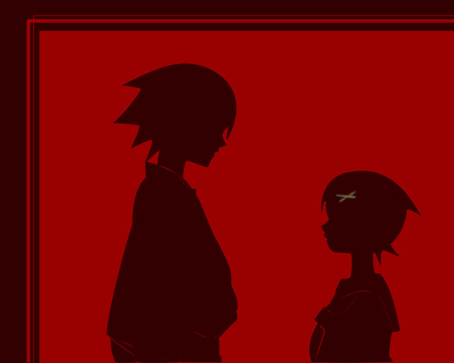 Couple red background silhouette 3girls free wallpaper - medium preview image