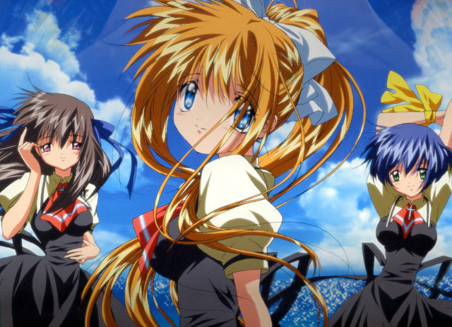 Anime girls blue sky clouds #7 free wallpaper - medium preview image