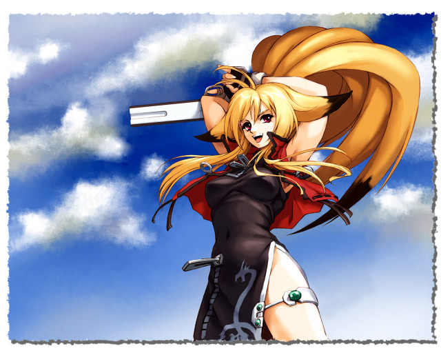 Woman sword anime blonde fox free wallpaper - medium preview image