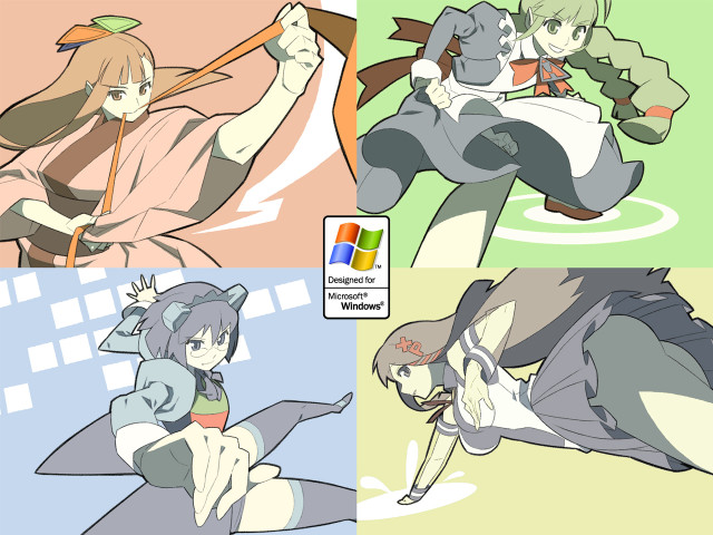 Anime woman sword cat back free wallpaper - medium preview image