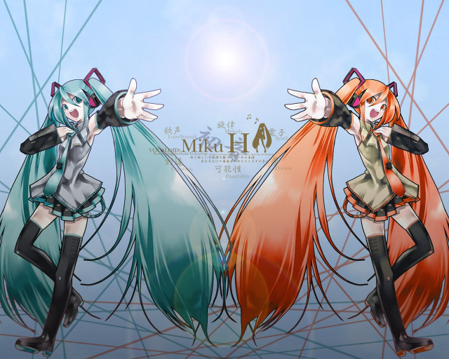 Three anime girls long hair #3 free wallpaper for desktop - medium preview image