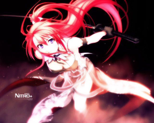 Anime redhair sword katana ponytail free wallpaper - medium preview image