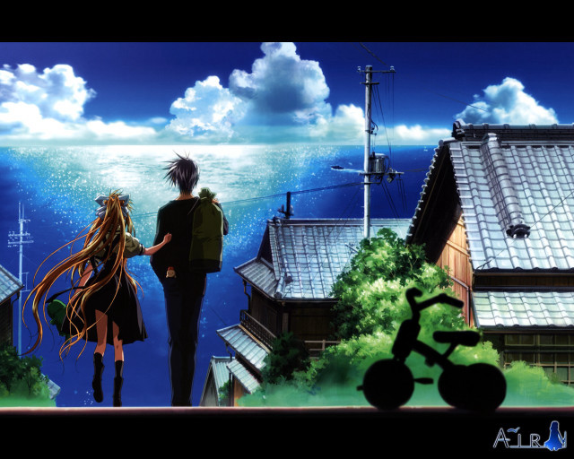 Couple bicycle near water neo free wallpaper - medium preview image