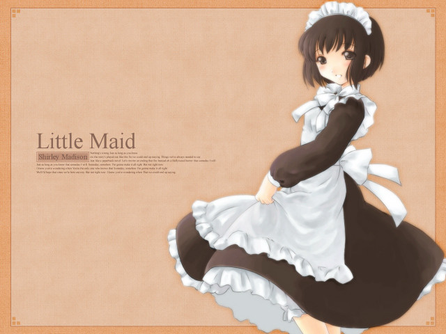 Woman in apron brown hair free wallpaper - medium preview image