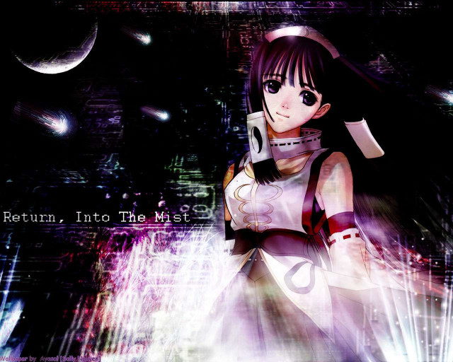 Futuristic girl impressionism moon stars free wallpaper - medium preview image