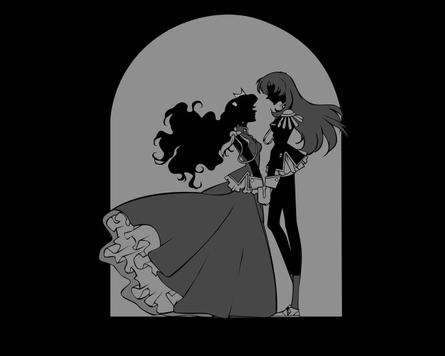 Dark rococo illustration two girls free wallpaper - medium preview image