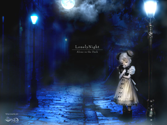 Girl dress alley moon night free wallpaper - medium preview image