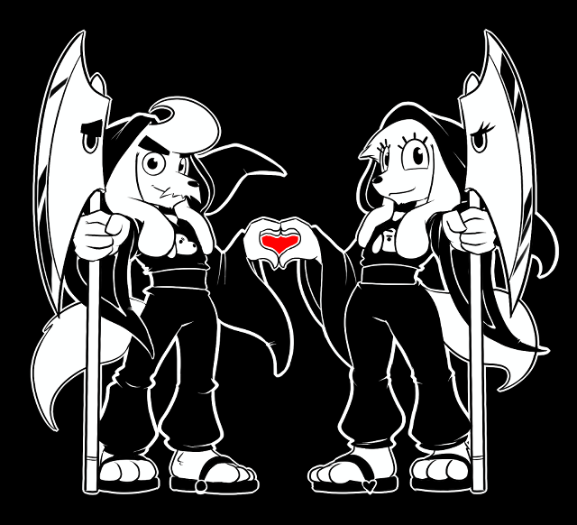 Cartoon couple heart flags holding free wallpaper - medium preview image