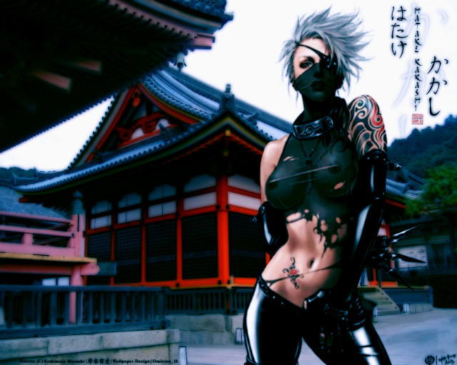 Woman cyberpunk ninja architecture library free wallpaper - medium preview image