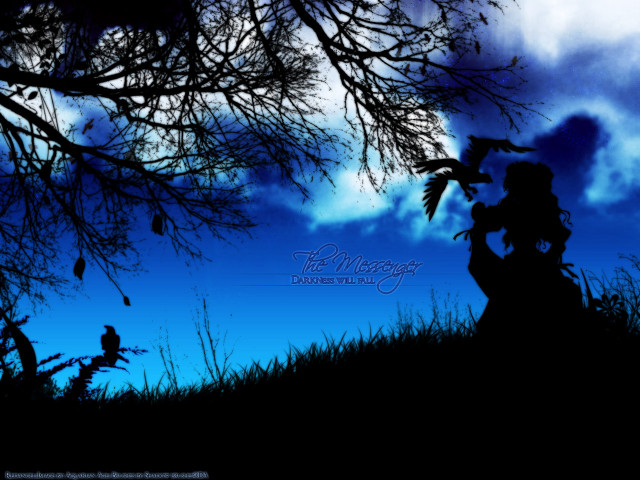 Silhouette bird field tree clouds free wallpaper - medium preview image
