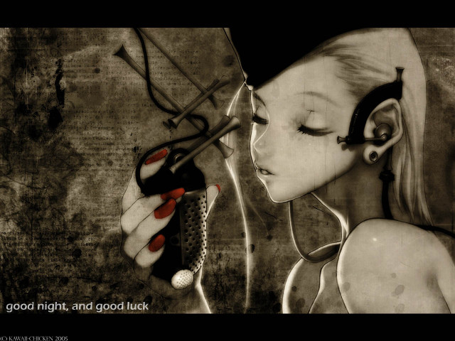 Gothic anime cyberpunk woman scissors free wallpaper - medium preview image