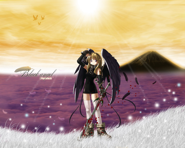 Angel wings snow mountain sunset free wallpaper - medium preview image