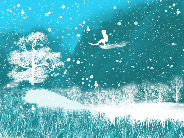 Snowboarder magic realism night starry free wallpaper - medium preview image