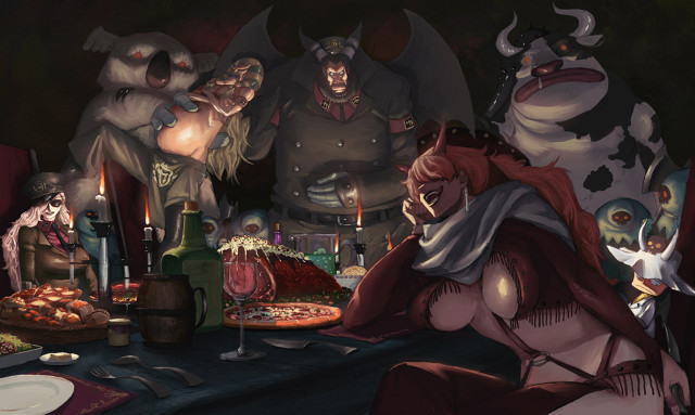 Woman sitting table food drinks #2 free wallpaper - medium preview image