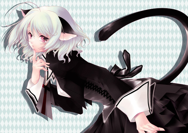 Anime catgirl gothic portrait argyle free wallpaper - medium preview image
