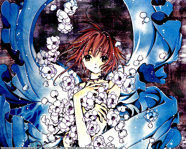 Redhair blueDress flower underwater manga free wallpaper - medium preview image
