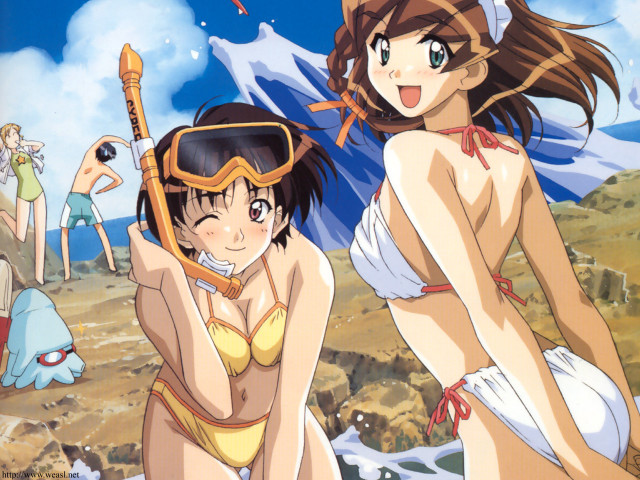 Two women bikinis goggles mountain free wallpaper - medium preview image
