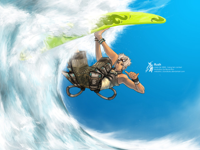 Surfing man wave ocean lifejacket free wallpaper - medium preview image