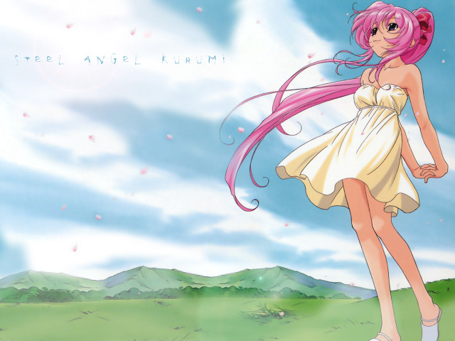 Pink hair girl white dress free wallpaper - medium preview image