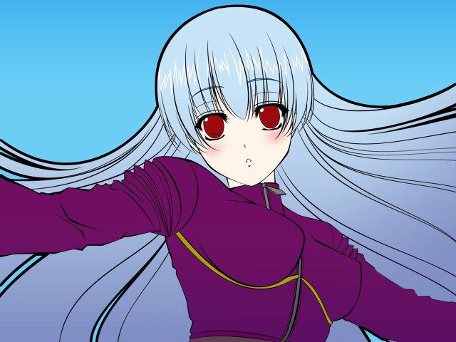 Anime girl white hair red #13 free wallpaper - medium preview image