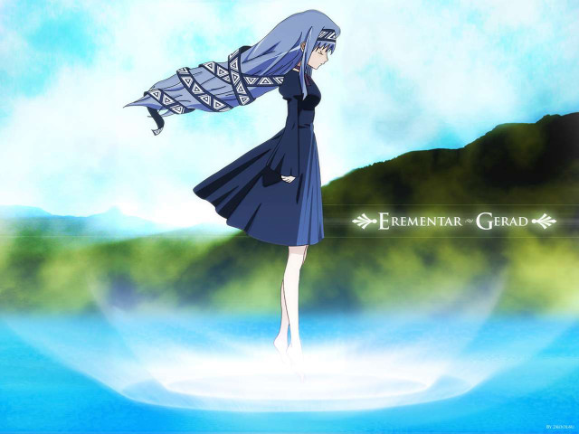 Anime blue dress white hair #3 free wallpaper - medium preview image