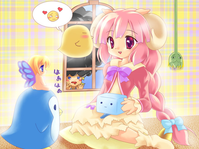 Girl bird horns braid pink free wallpaper - medium preview image