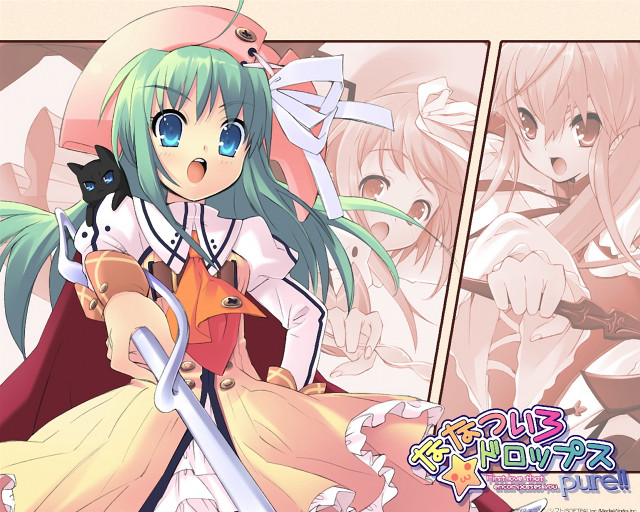 Anime girl sword cat shoulder free wallpaper - medium preview image