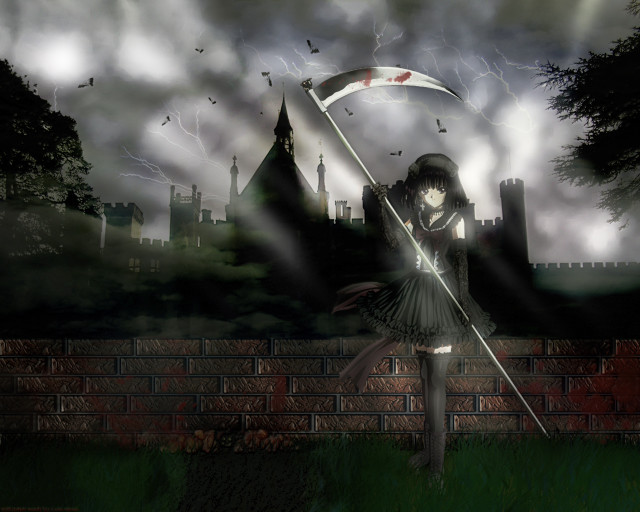Girl flag brick wall castle free wallpaper - medium preview image