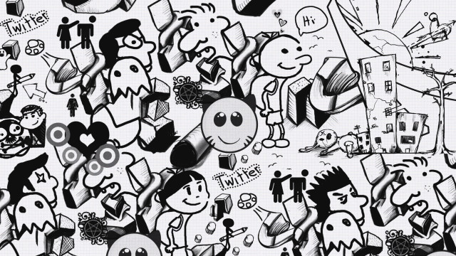 Black white drawing people graffiti free wallpaper - medium preview image