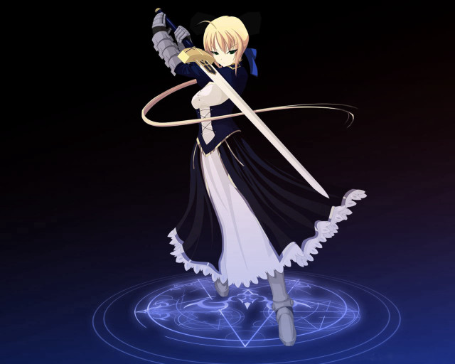 Woman sword bow armor glowing free wallpaper - medium preview image