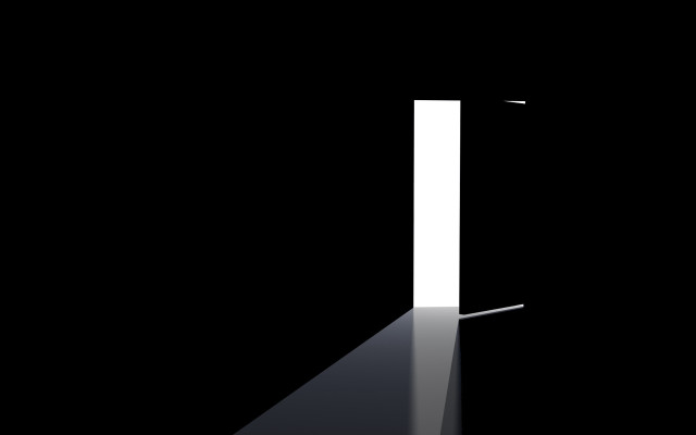 Black white door light raytraced free wallpaper - medium preview image
