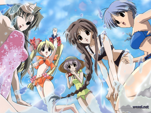 Girls beachflower anime splash water free wallpaper - medium preview image