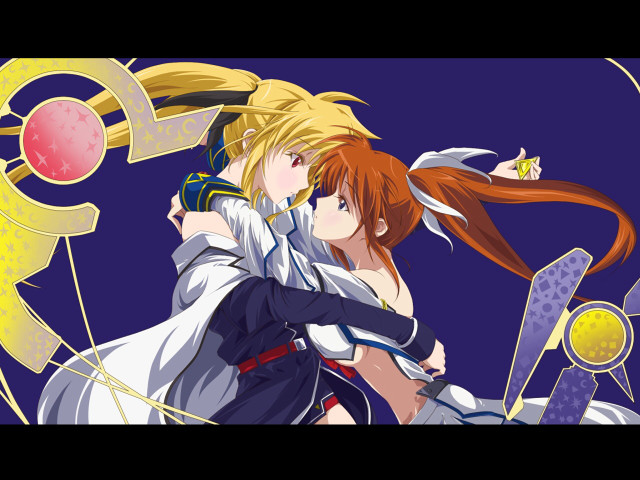 Anime couple hugging purple magic free wallpaper - medium preview image
