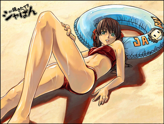 Beach bikini monkey toy laying free wallpaper - medium preview image