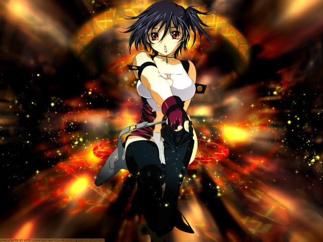 Eizan kikukawa fantasy portrait flaming free wallpaper - medium preview image
